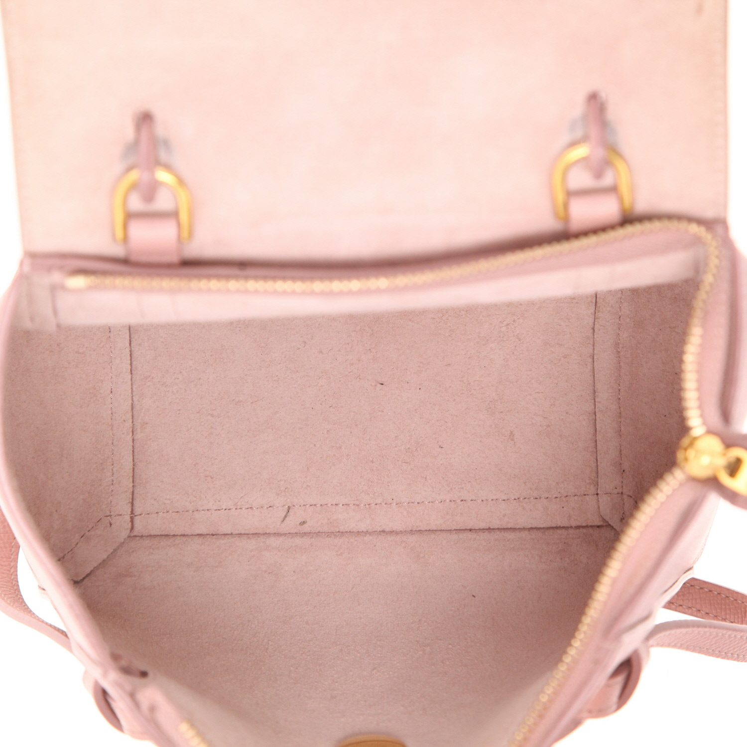 Celine  Belt Nano shoulder bag  in pink grained leather - Detail D3