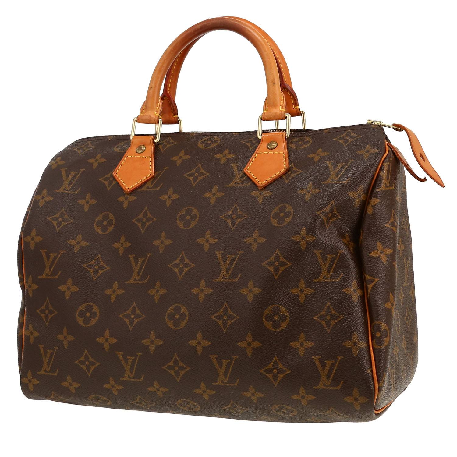 Sac à main Louis Vuitton  Speedy 30 en toile monogram marron et cuir naturel