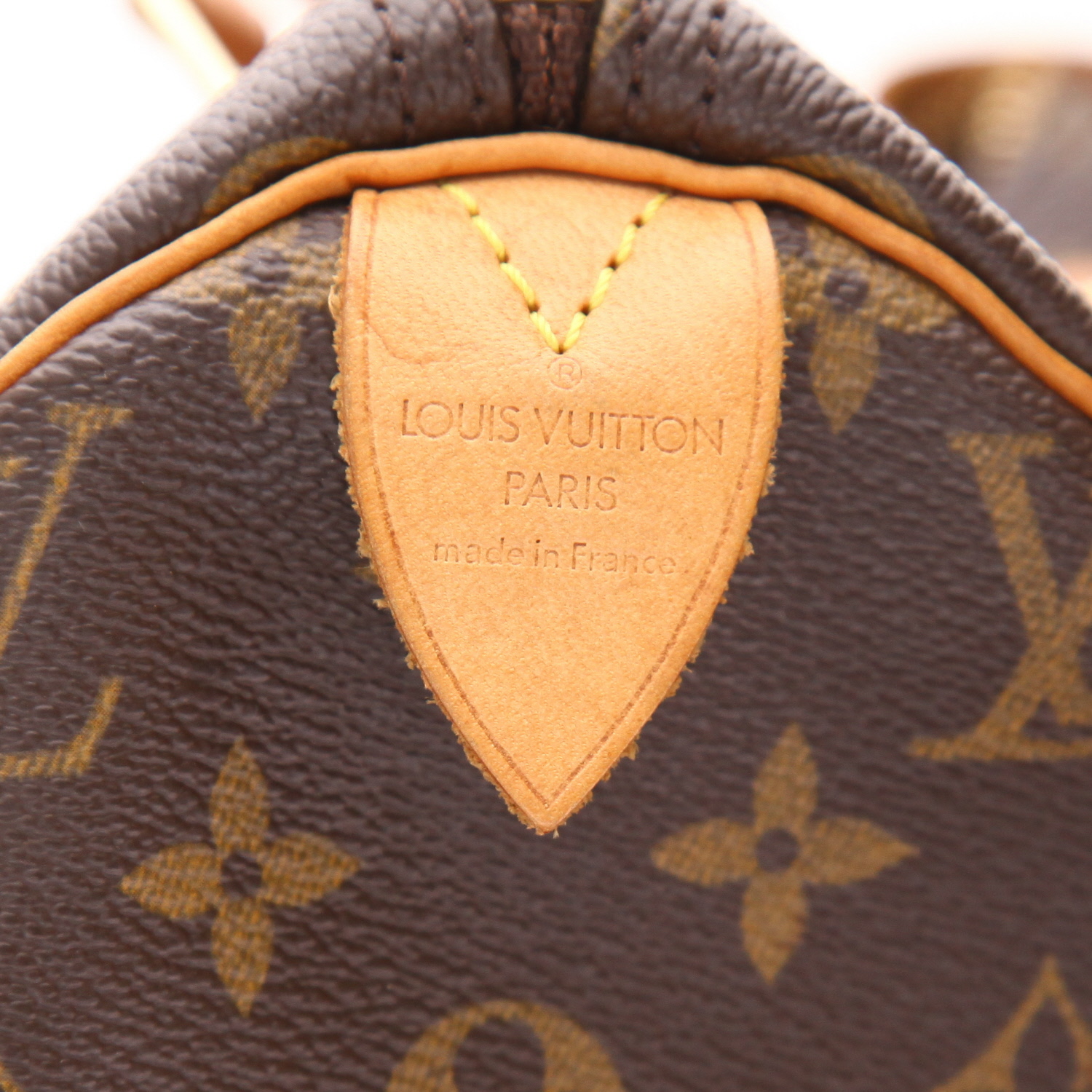 Sac à main Louis Vuitton  Speedy 30 en toile monogram marron et cuir naturel - Detail D2