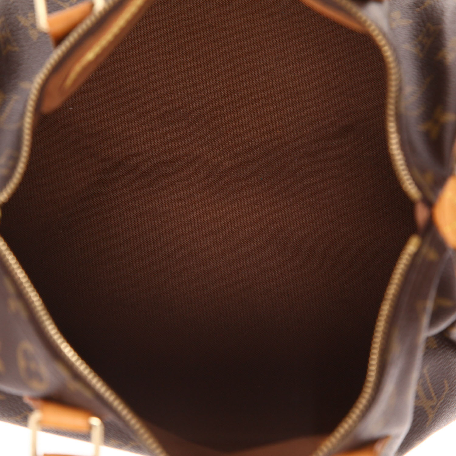 Bolso de mano Louis Vuitton  Speedy 30 en lona Monogram marrón y cuero natural - Detail D3