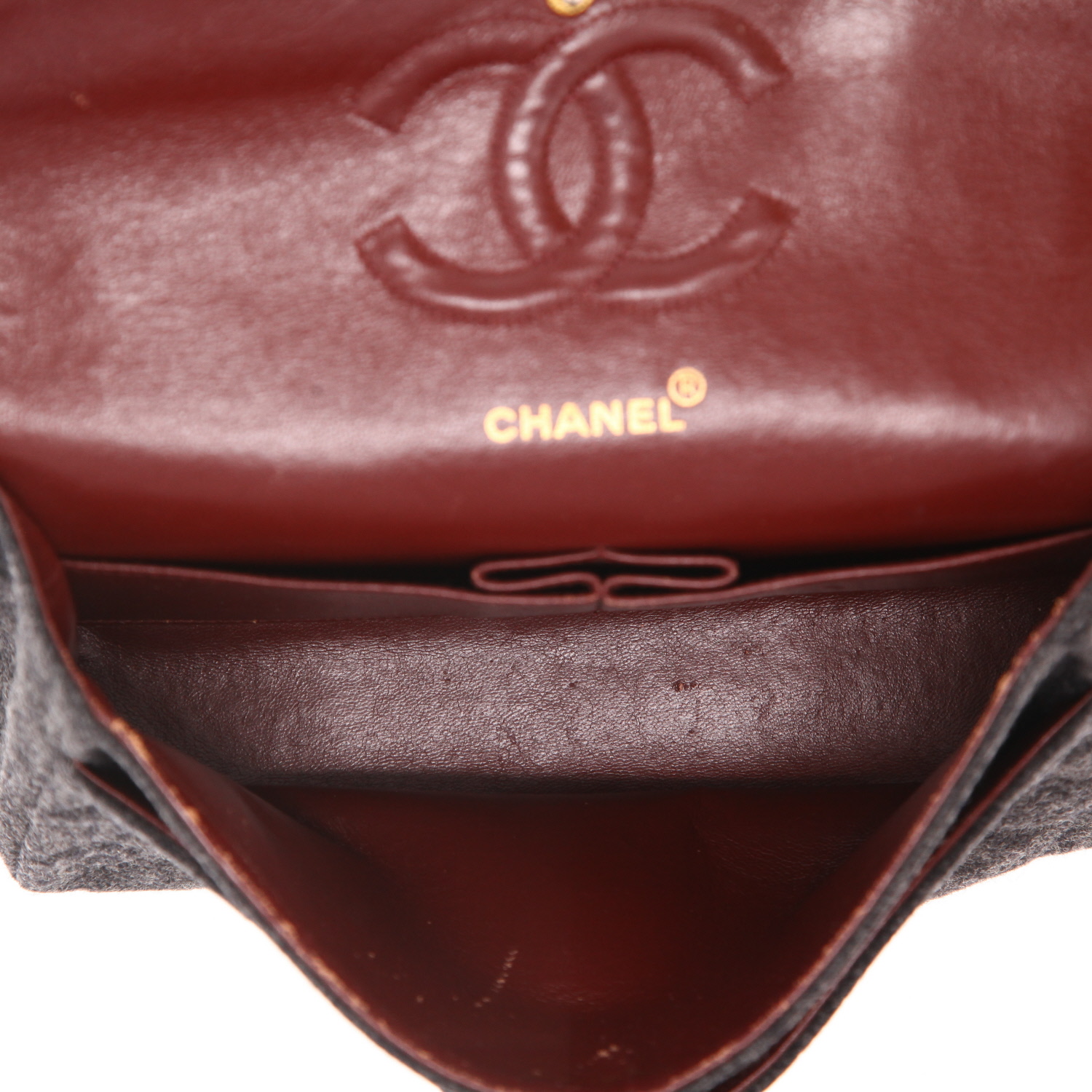 Sac à main Chanel  Timeless Classic en laine grise - Detail D3