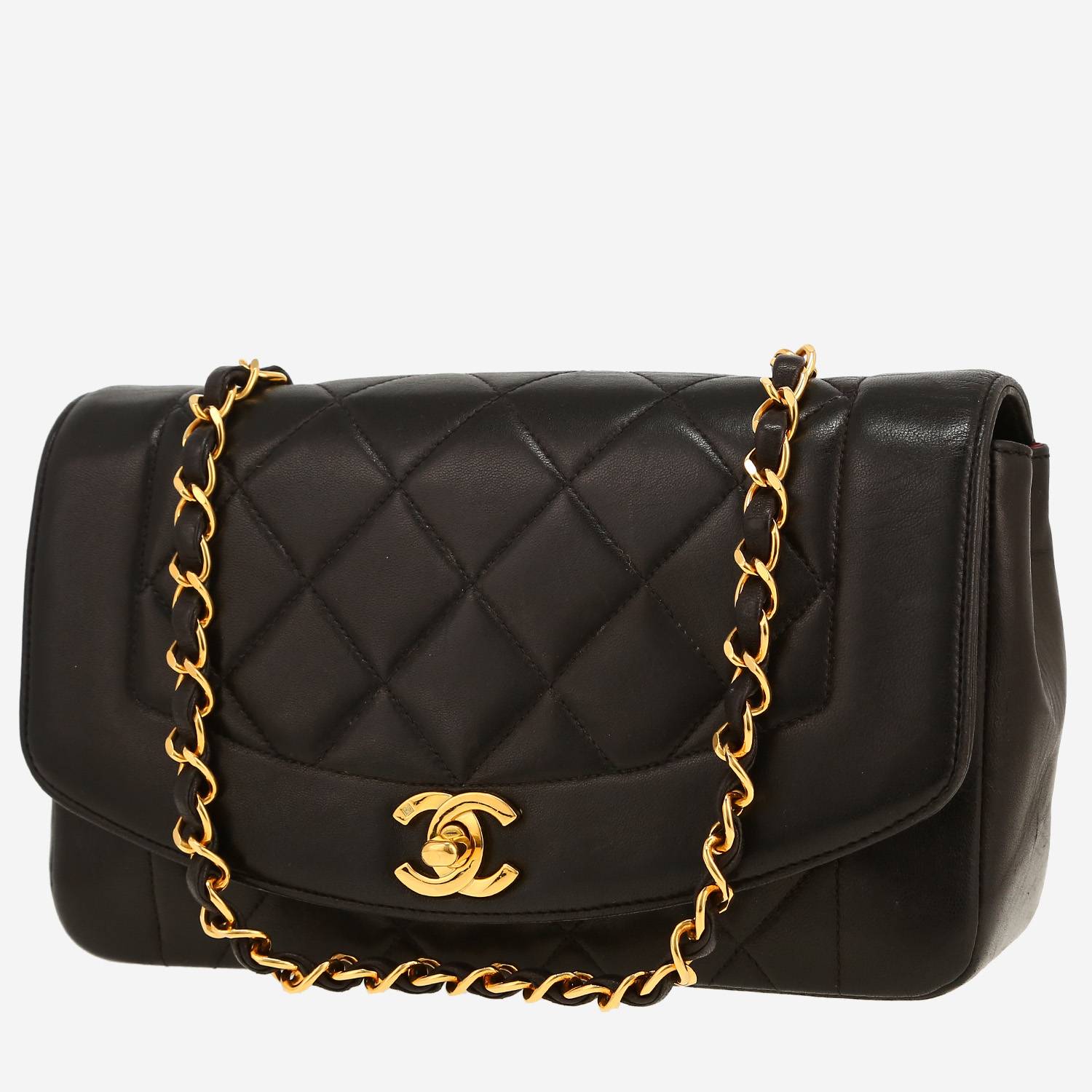 Bolso bandolera Chanel  Diana en cuero acolchado negro