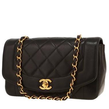 Borsa a tracolla Chanel  Diana in pelle trapuntata nera