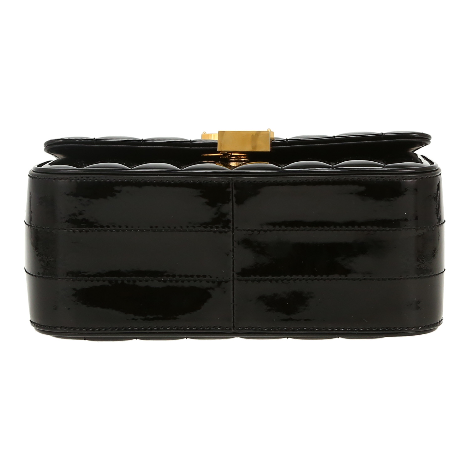 Bolso bandolera Saint Laurent  Vicky modelo pequeño  en charol negro - Detail D1