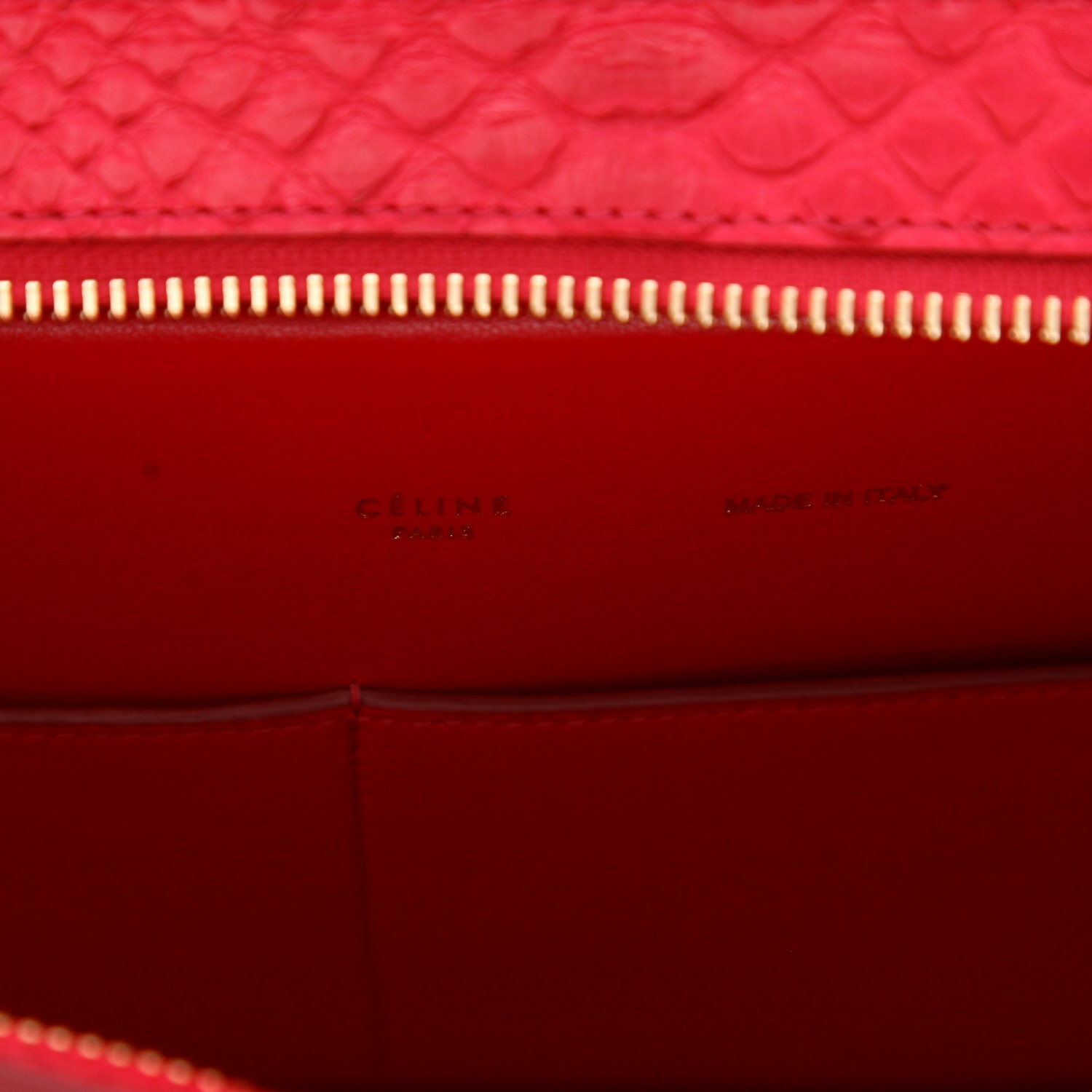Borsa Celine  Trapeze modello medio  in pitone rosa - Detail D2