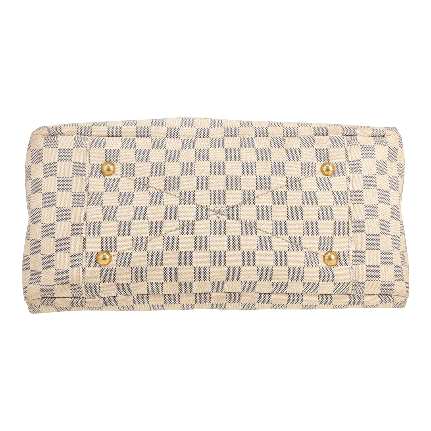 Borsa Louis Vuitton  Artsy in tela a scacchi azzurro e pelle naturale - Detail D1