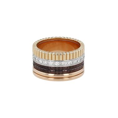Anello Boucheron Quatre Classique modello grande in 3 ori, diamanti e PVD