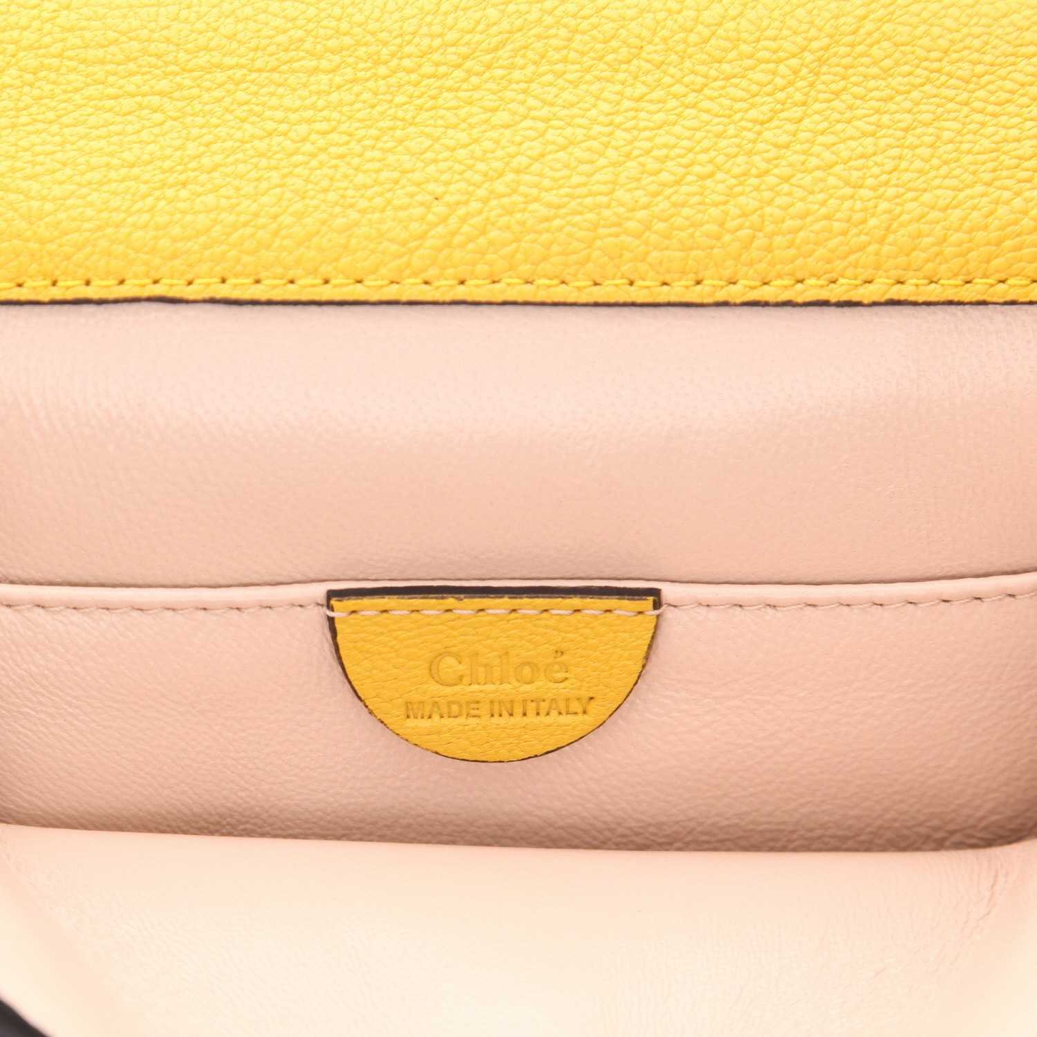 Chloé  Elsie shoulder bag  in Jaune Ambre leather - Detail D2