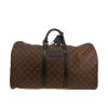 Bolso de fin de semana Louis Vuitton  Keepall Editions Limitées en lona Monogram marrón y cuero negro - 360 thumbnail