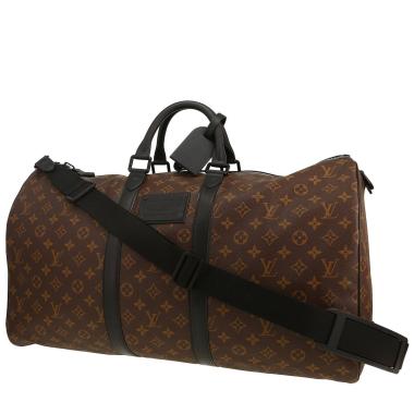 Sac de week end Louis Vuitton  Keepall Editions Limitées en toile monogram marron et cuir noir