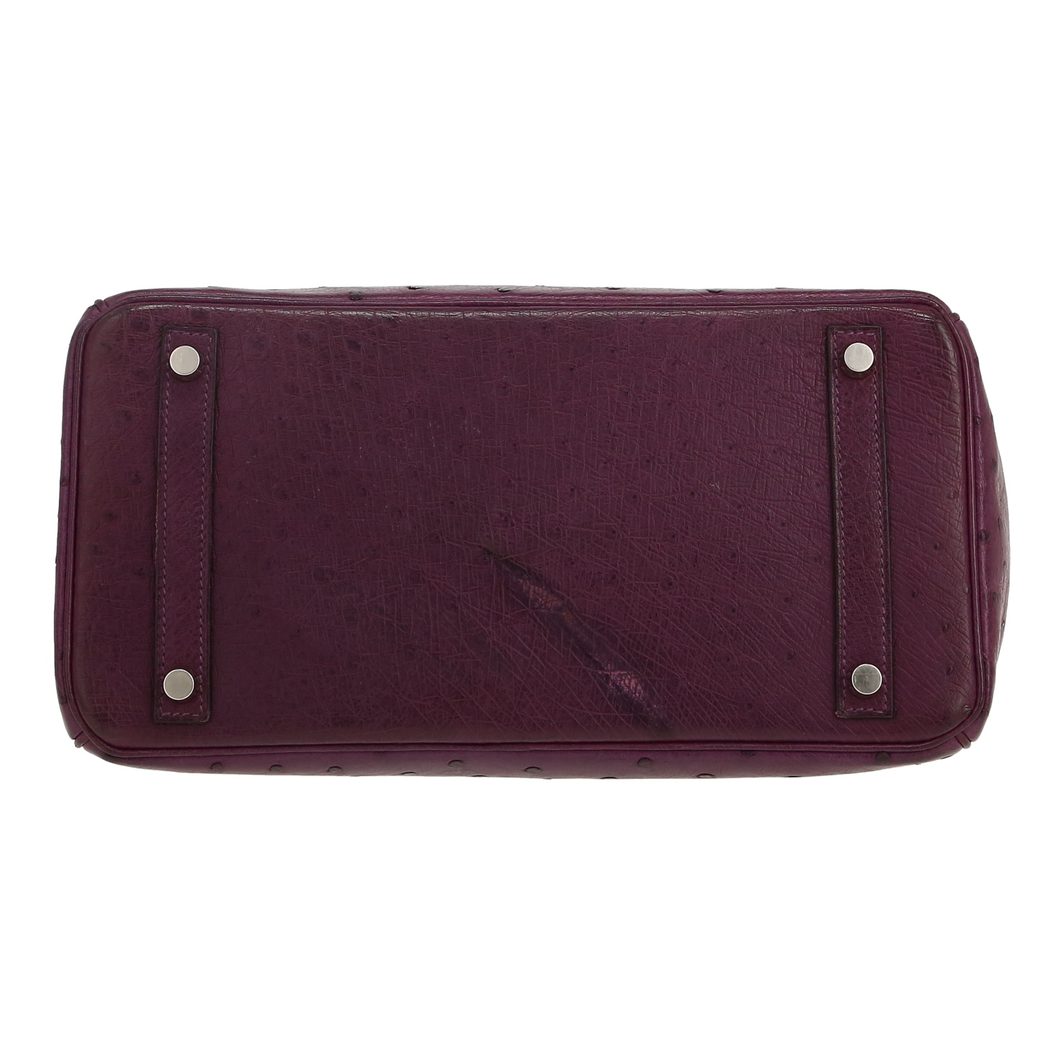 Sac à main Hermès  Birkin 30 cm en autruche violette - Detail D1