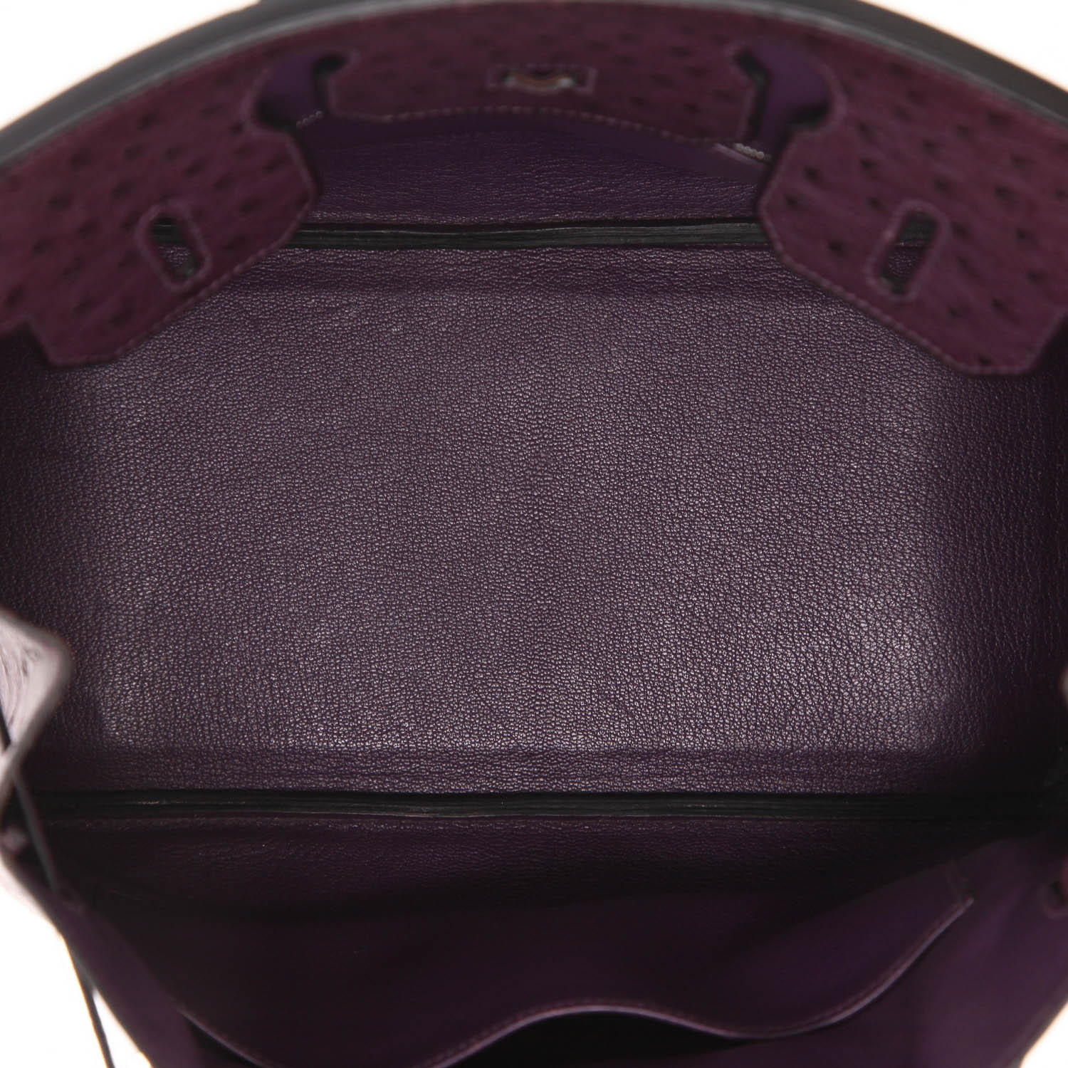 Hermès  Birkin 30 cm handbag  in purple ostrich leather - Detail D3