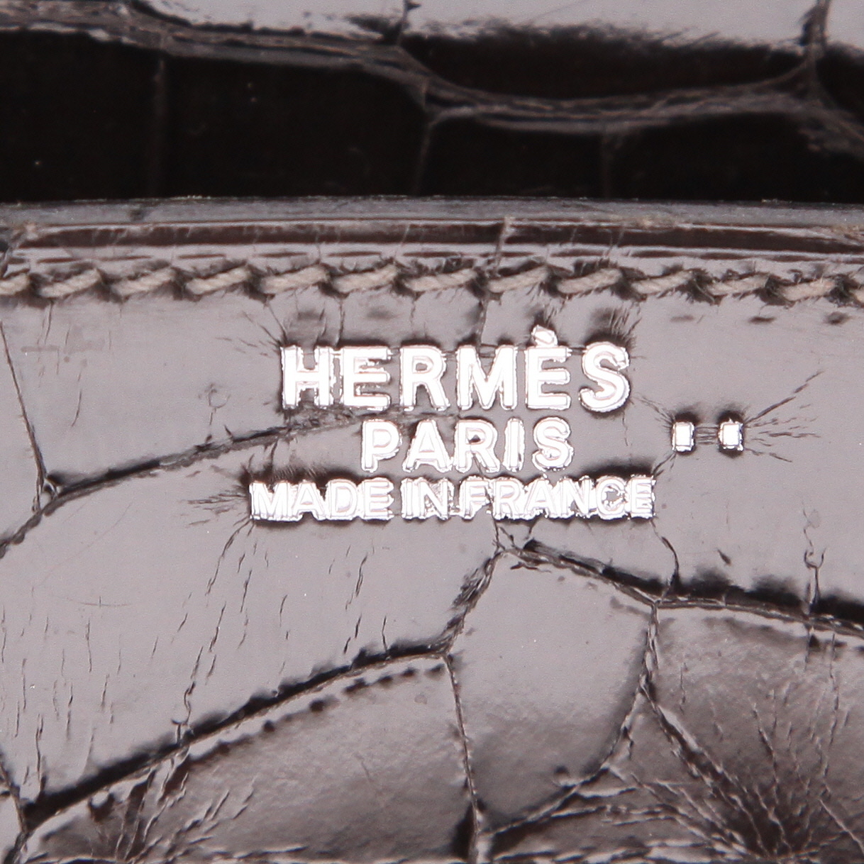 Bolso de mano Hermès  Birkin 30 cm en cocodrilo niloticus gris - Detail D2