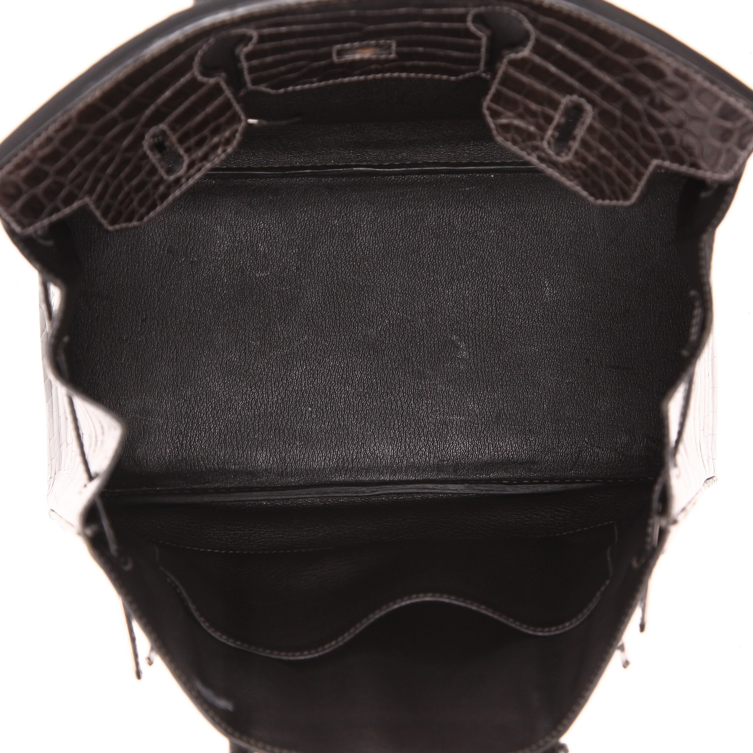 Bolso de mano Hermès  Birkin 30 cm en cocodrilo niloticus gris - Detail D3