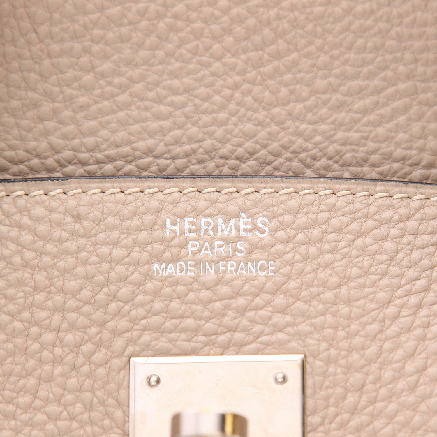 Borsa Hermès  Birkin 35 cm in pelle taurillon clemence grigio tortora - Detail D2
