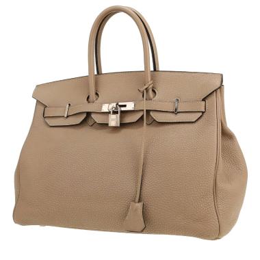 Sac à main Hermès  Birkin 35 cm en cuir taurillon clémence gris-tourterelle