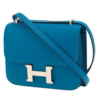Sac à main Hermès  Constance en cuir epsom Bleu Izmir