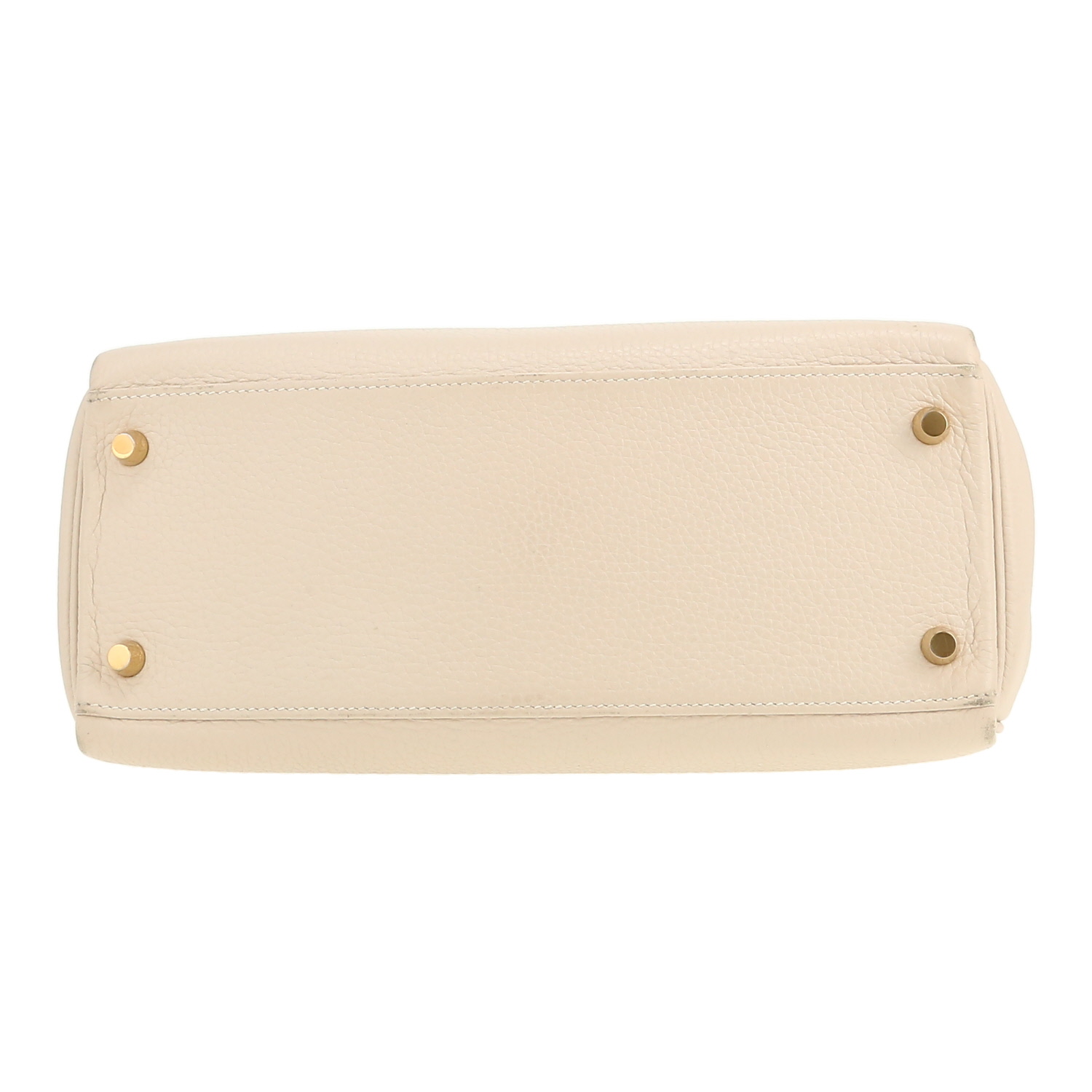 Bolso de mano Hermès  Kelly 28 cm en cuero taurillon clémence Craie - Detail D1