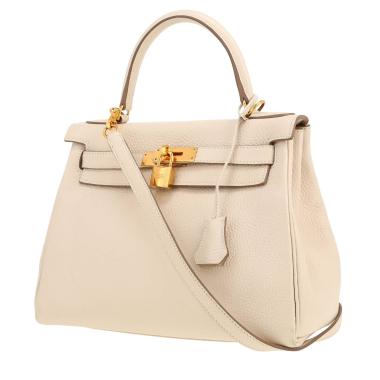 Bolso de mano Hermès  Kelly 28 cm en cuero taurillon clémence Craie
