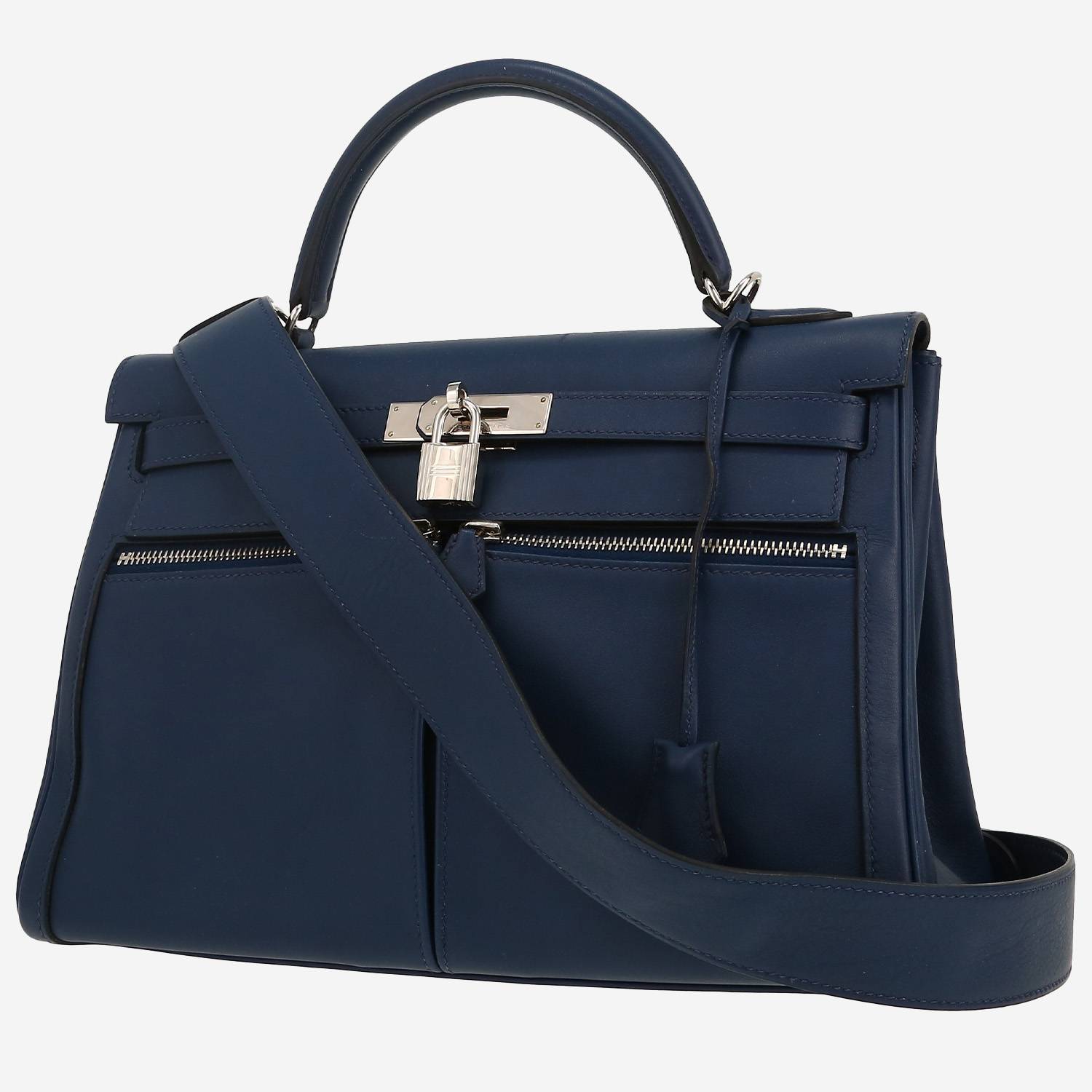 Hermès  Kelly Lakis handbag  in Malta Blue Swift leather