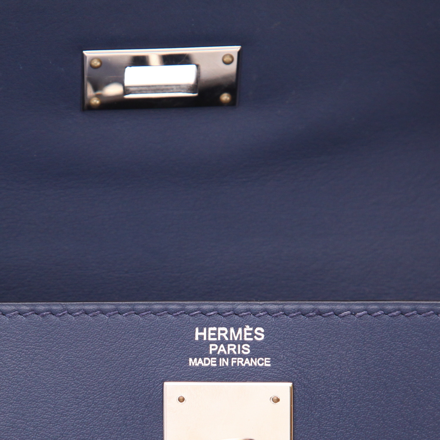 Hermès  Kelly Lakis handbag  in Malta Blue Swift leather - Detail D2