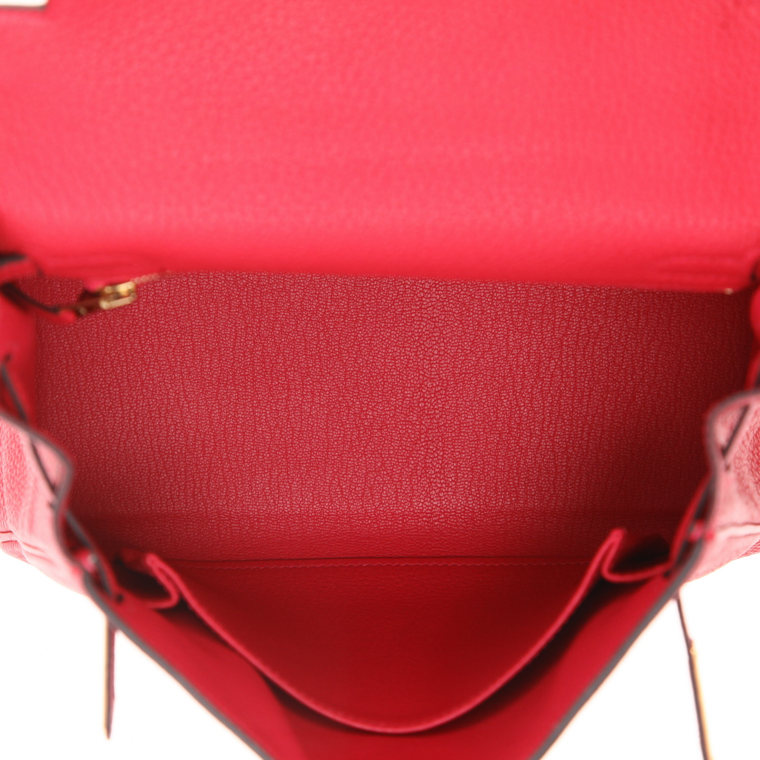 Hermès  Kelly 25 cm handbag  in raspberry pink togo leather - Detail D3