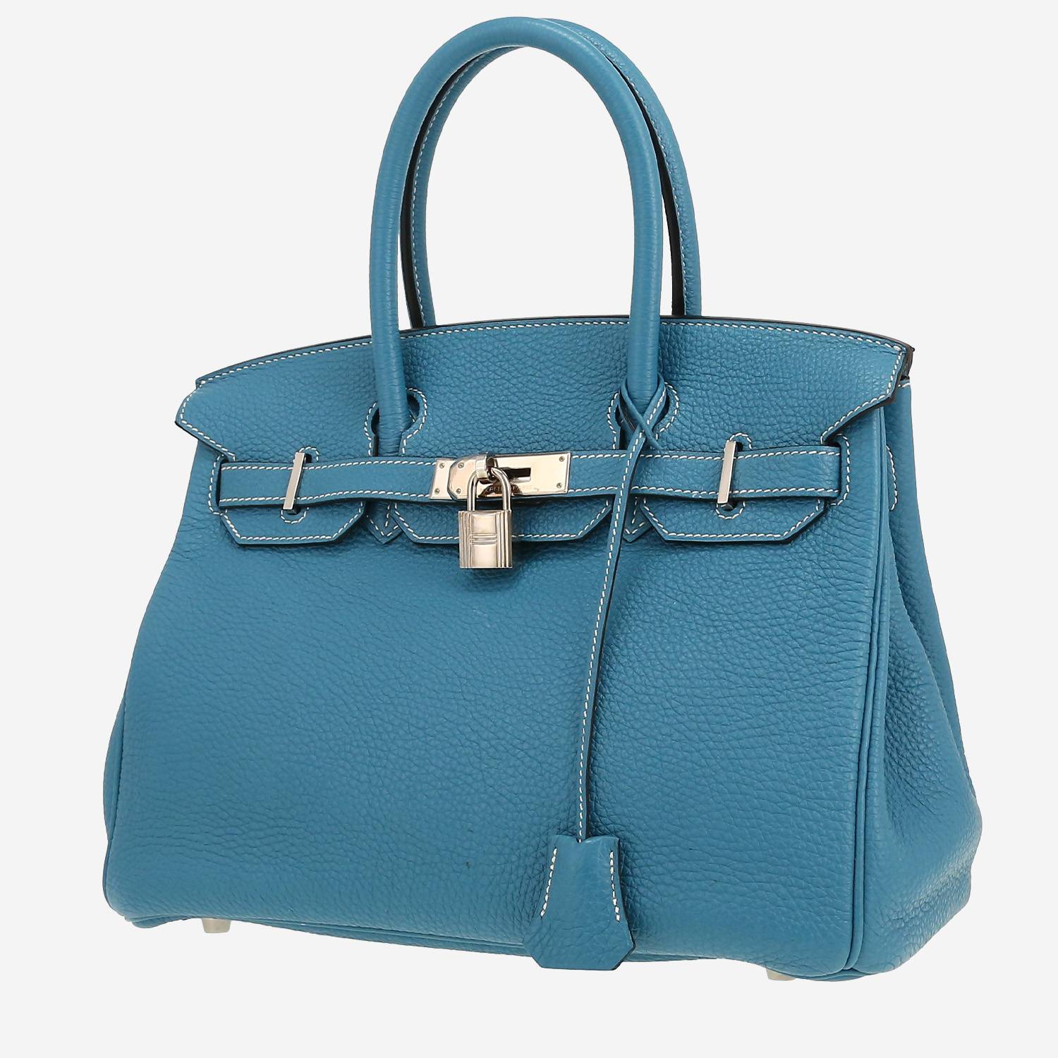 Sac à main Hermès  Birkin 30 cm en cuir togo bleu-jean