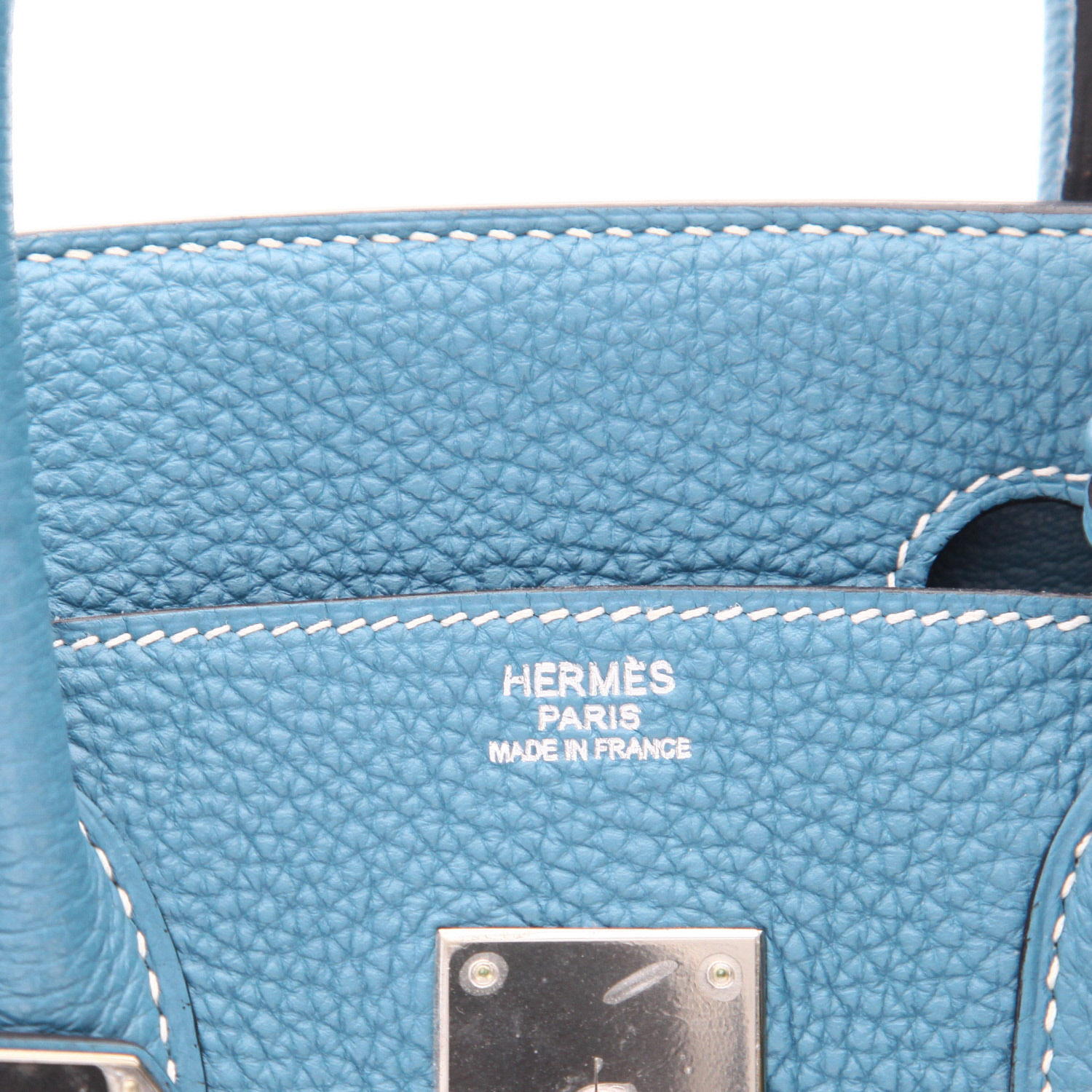 Sac à main Hermès  Birkin 30 cm en cuir togo bleu-jean - Detail D2