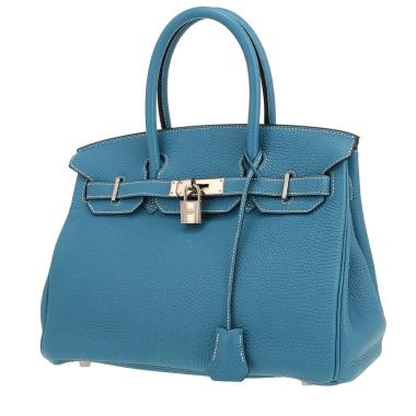 Sac à main Hermès  Birkin 30 cm en cuir togo bleu-jean