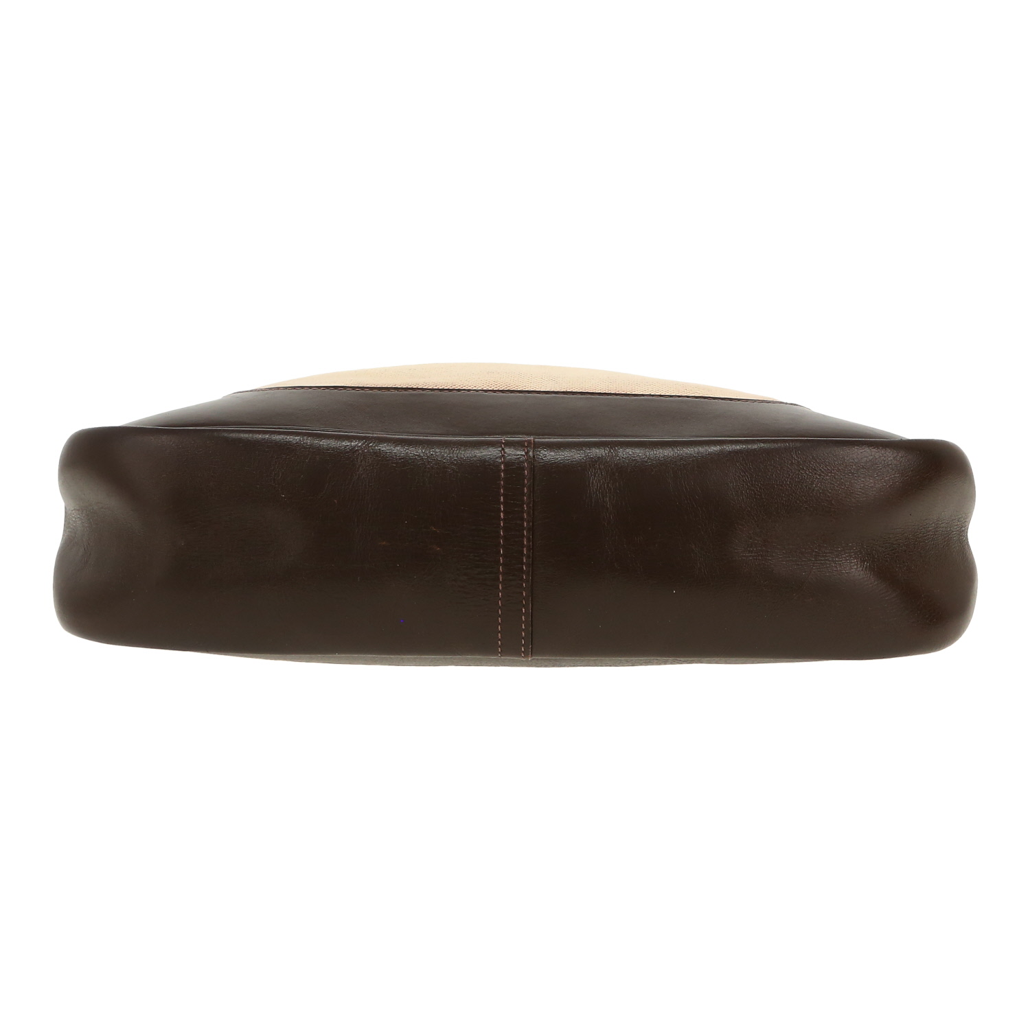 Hermès  Trim bag worn on the shoulder or carried in the hand  in beige canvas  and brown box leather - Detail D1