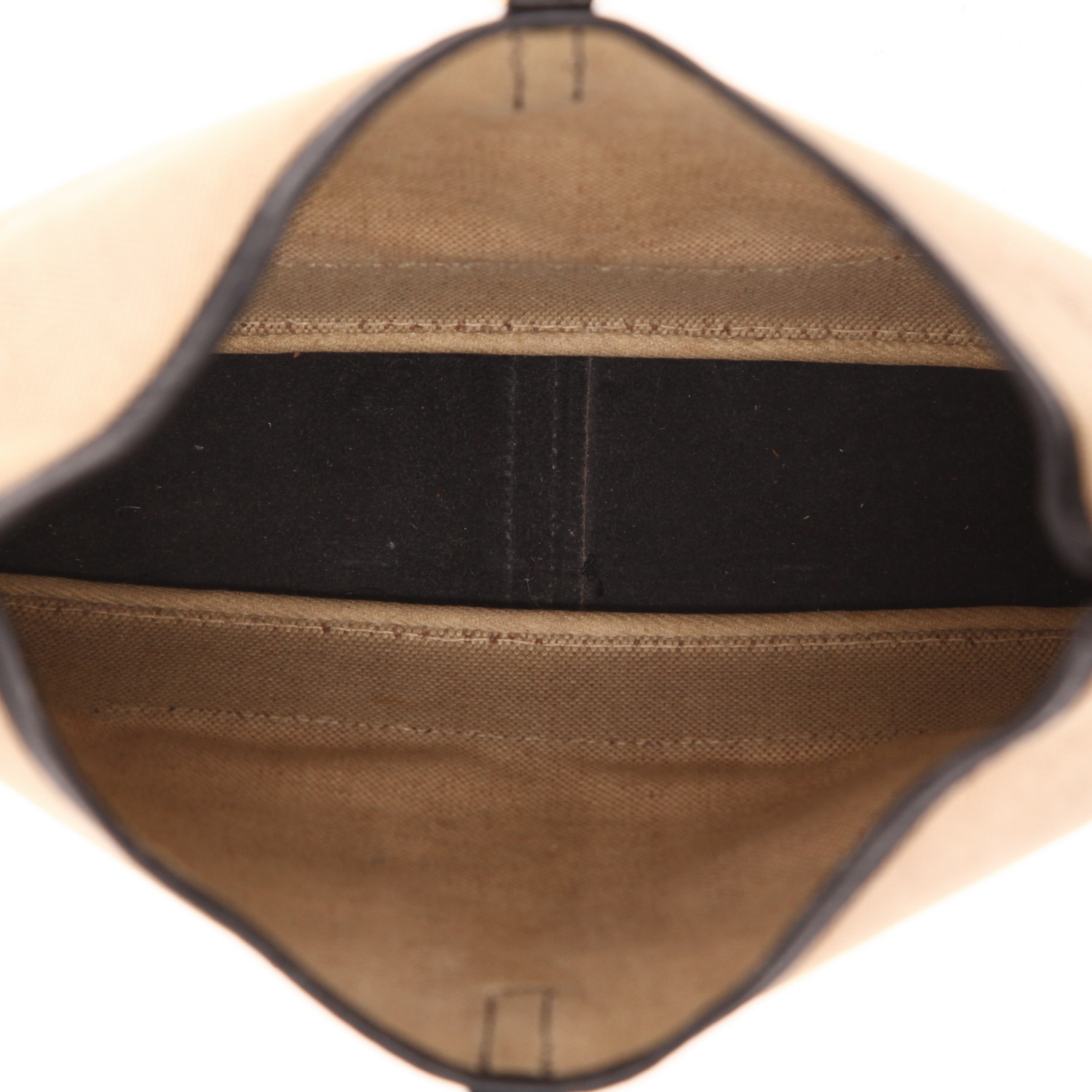 Sac à main Hermès  Trim en toile beige et cuir box noir - Detail D3