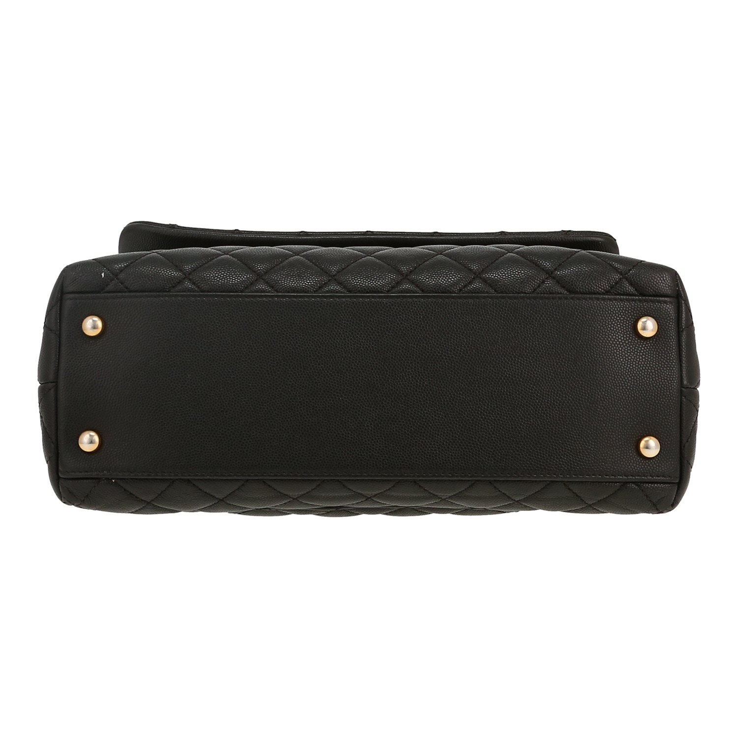 Chanel  Coco Handle shoulder bag  in black quilted grained leather - Detail D1