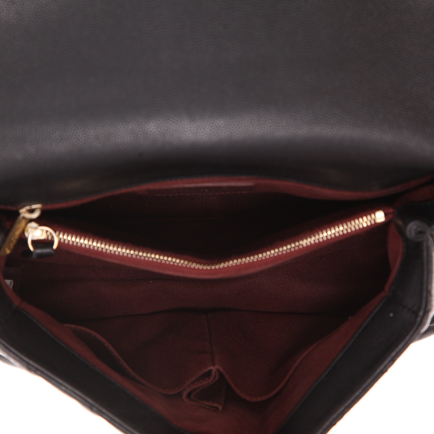 Chanel  Coco Handle shoulder bag  in black quilted grained leather - Detail D3