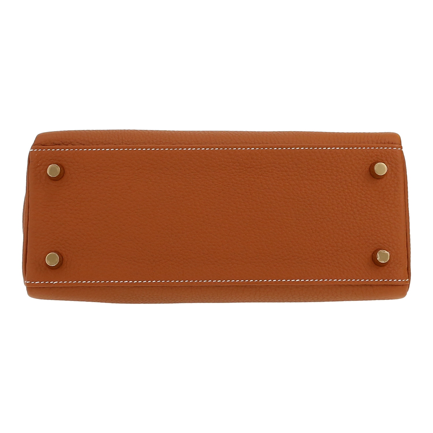 Bolso de mano Hermès  Kelly 25 cm en cuero togo color oro - Detail D1