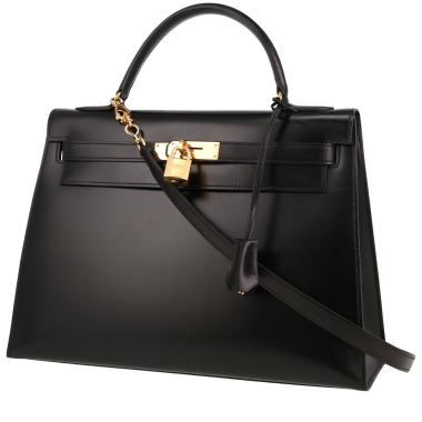 Bolso de mano Hermès  Kelly 32 cm en cuero box negro