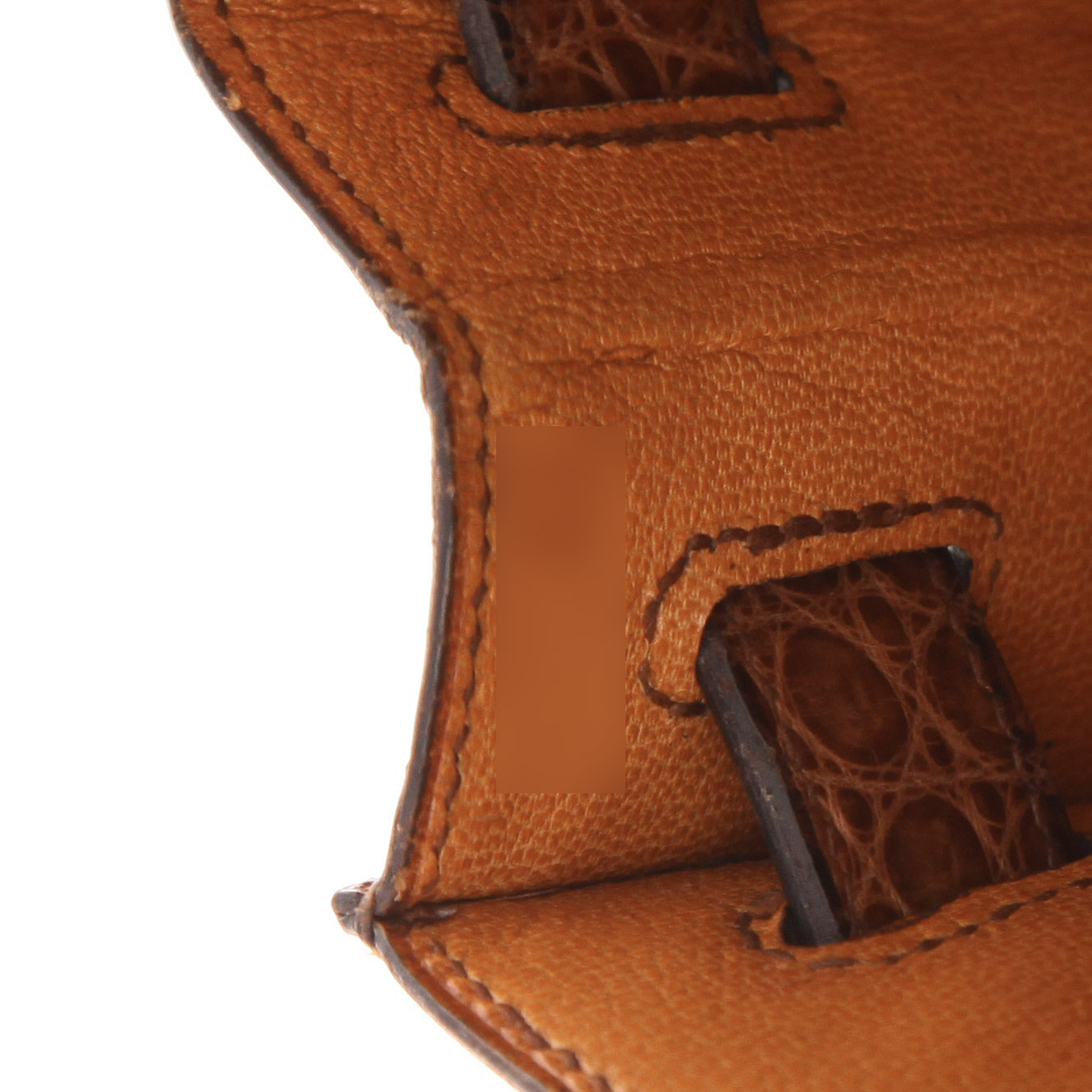 Sac à main Hermès  Kelly 28 cm en crocodile marron-caramel - Detail D4