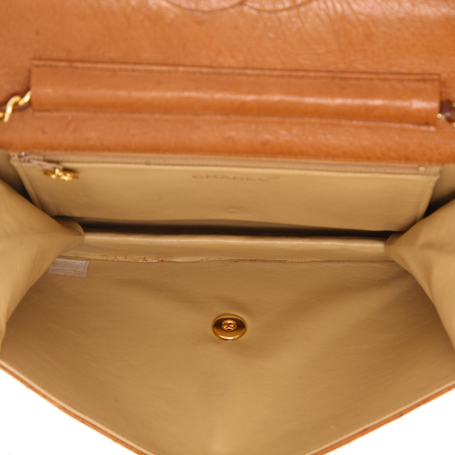 Sac à main Chanel  Vintage en autruche gold - Detail D3