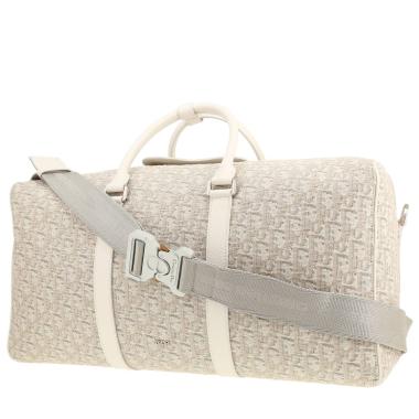 Sac de voyage Dior   en toile monogram Oblique blanche et cuir blanc
