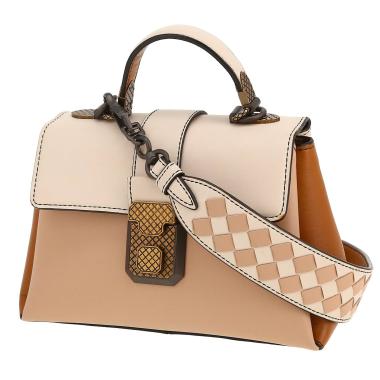 Borsa a tracolla Bottega Veneta  Piazza modello piccolo  in pelle beige bianco sporco e marrone