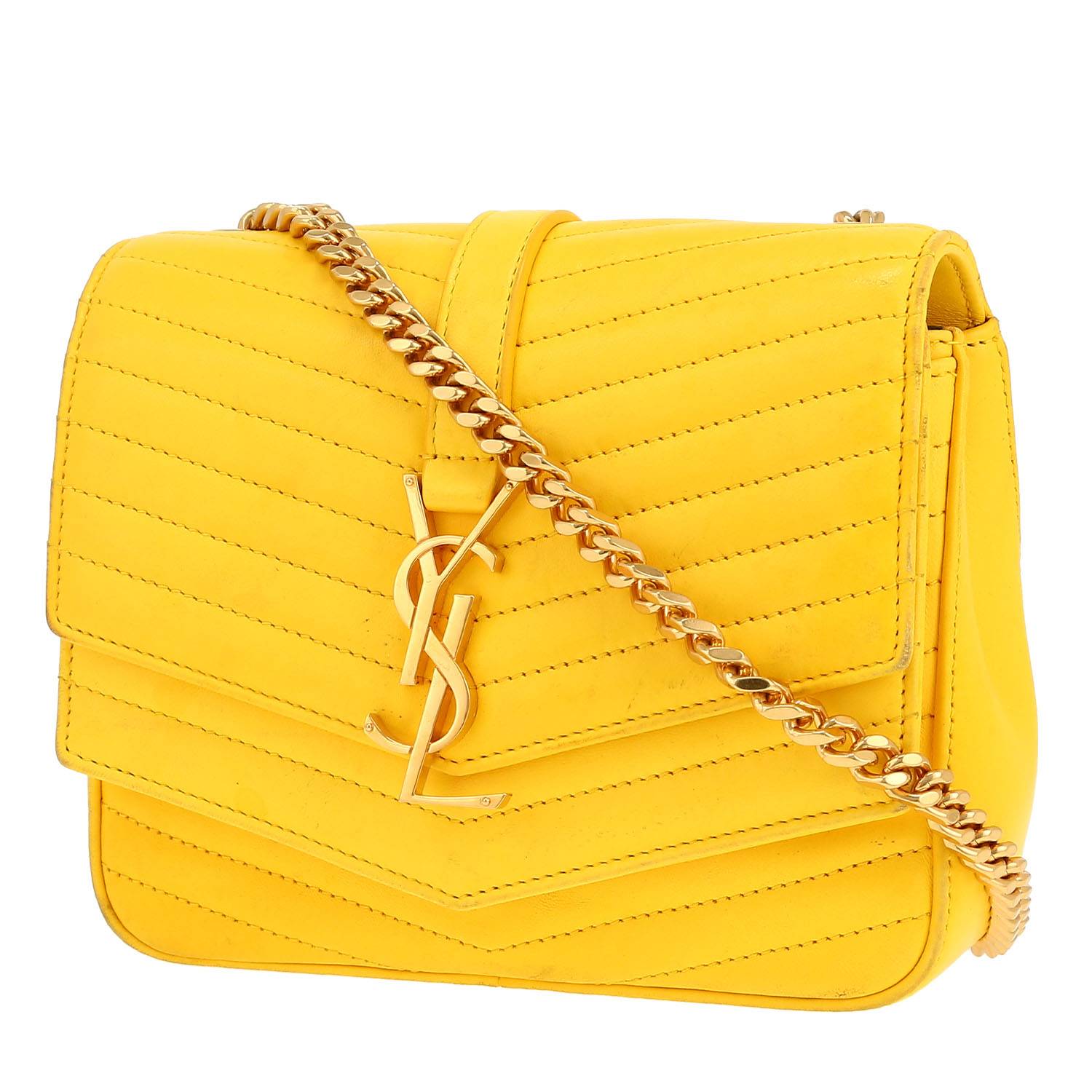 Saint Laurent Sulpice shoulder bag in yellow chevron quilted leather