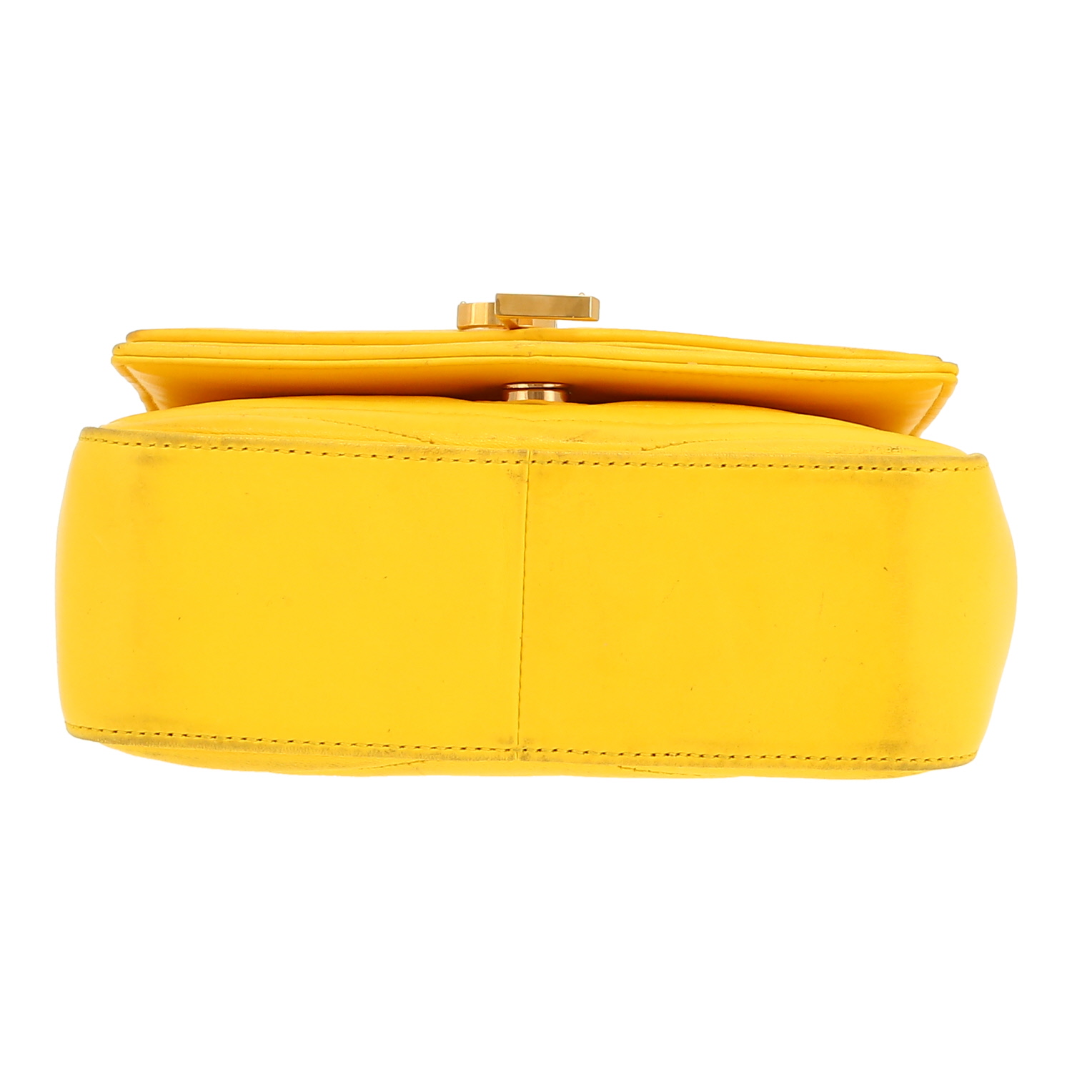 Borsa a tracolla Saint Laurent  Sulpice in pelle trapuntata a zigzag gialla - Detail D1