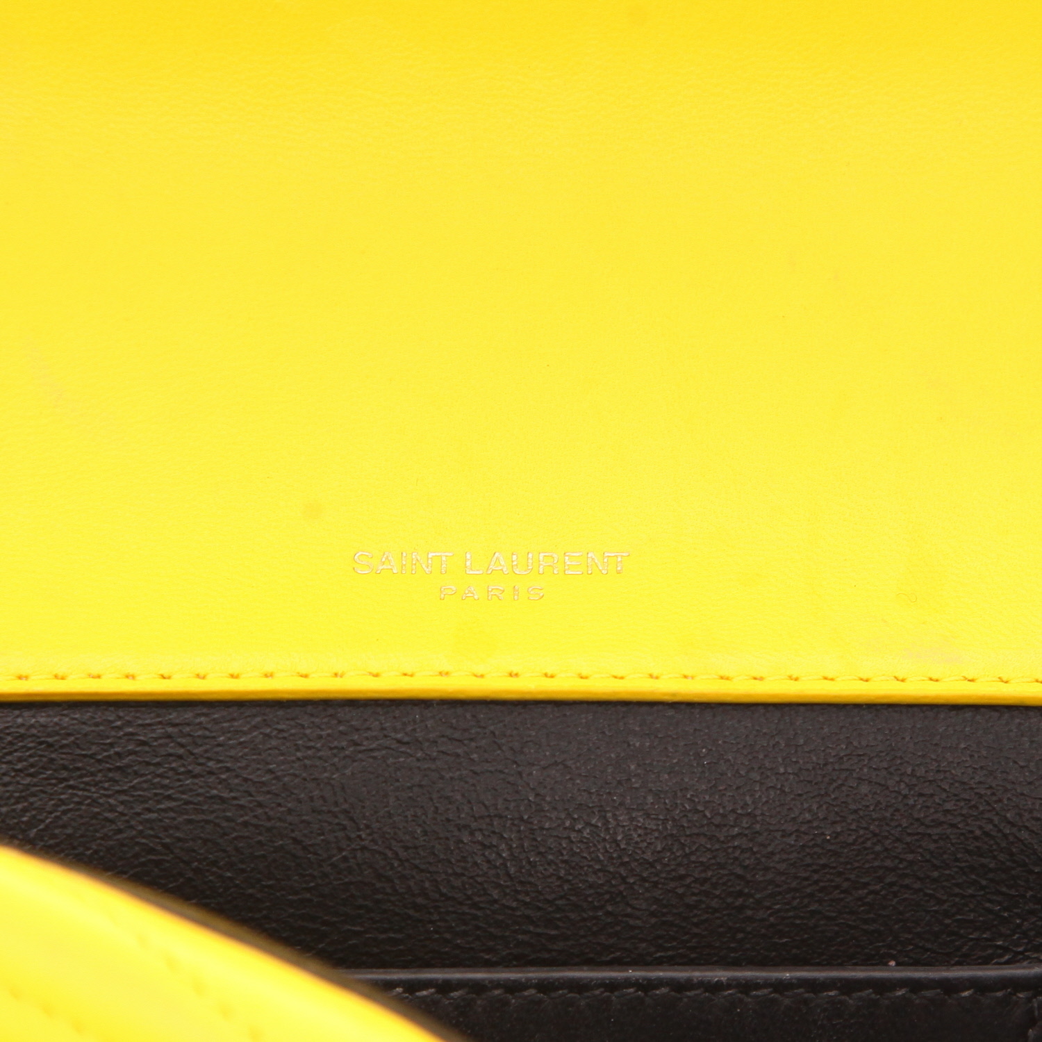 Borsa a tracolla Saint Laurent  Sulpice in pelle trapuntata a zigzag gialla - Detail D2