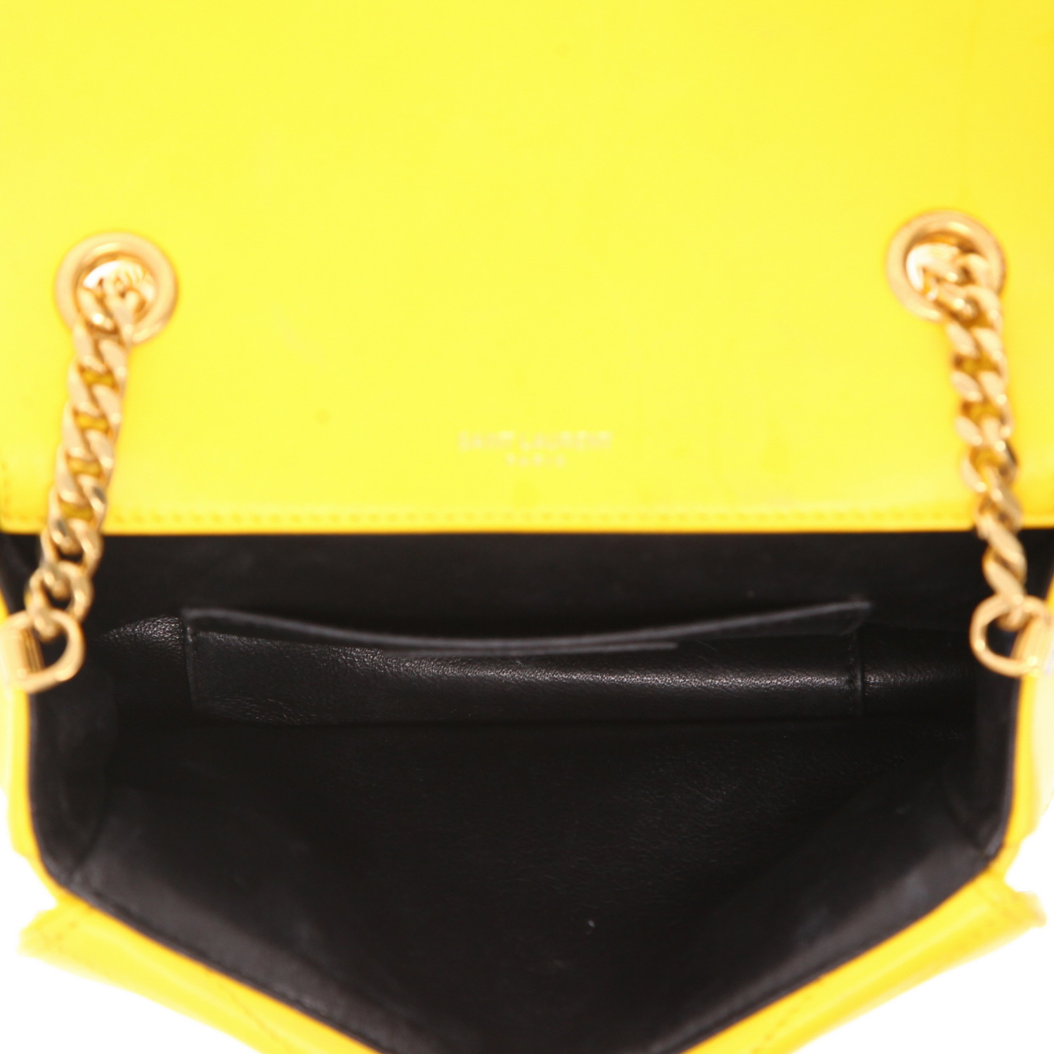 Borsa a tracolla Saint Laurent  Sulpice in pelle trapuntata a zigzag gialla - Detail D3