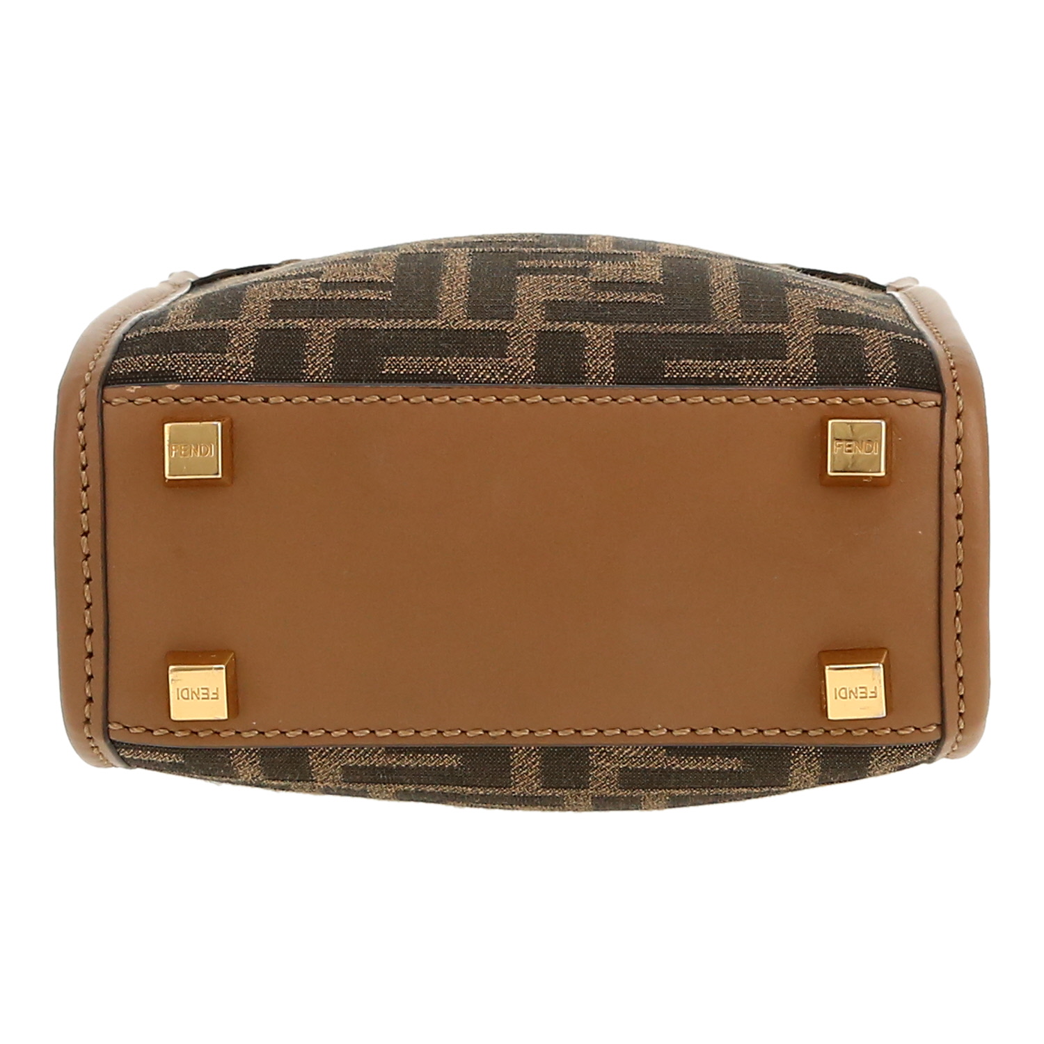 Borsa a tracolla Fendi  Sunshine mini  in tela siglata marrone e pelle marrone - Detail D1