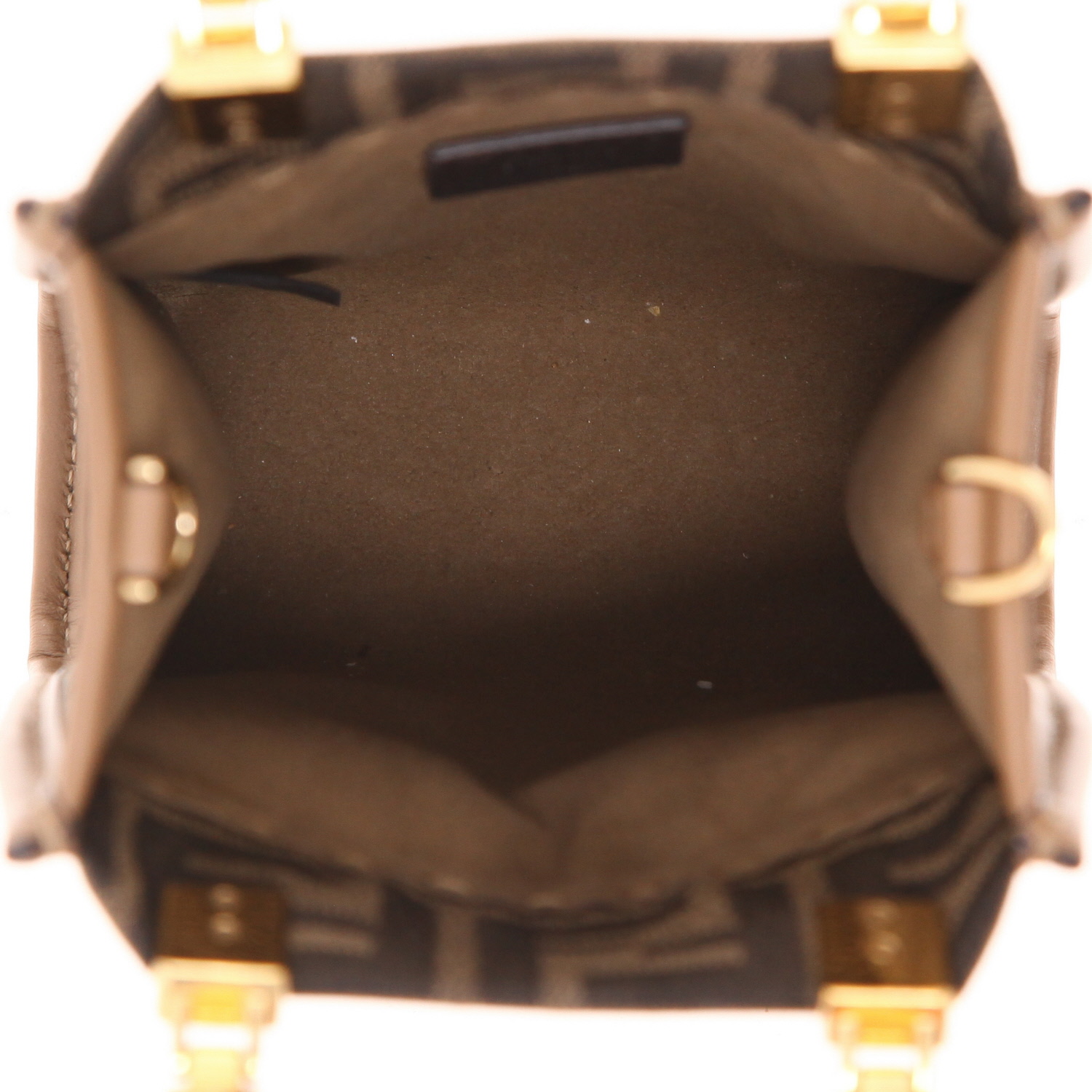 Fendi  Sunshine mini  shoulder bag  in brown logo canvas  and brown leather - Detail D3