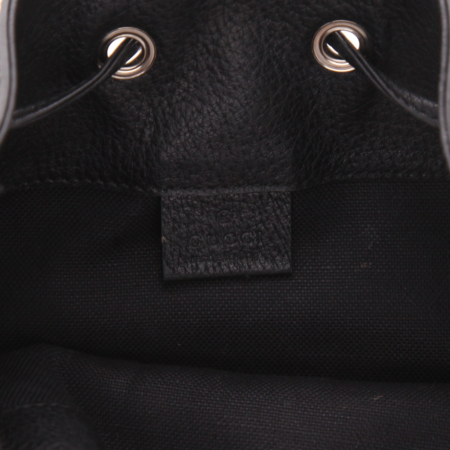 Bolso bandolera Gucci  Bucket en tejido "sûpreme GG" multicolor y cuero negro - Detail D2