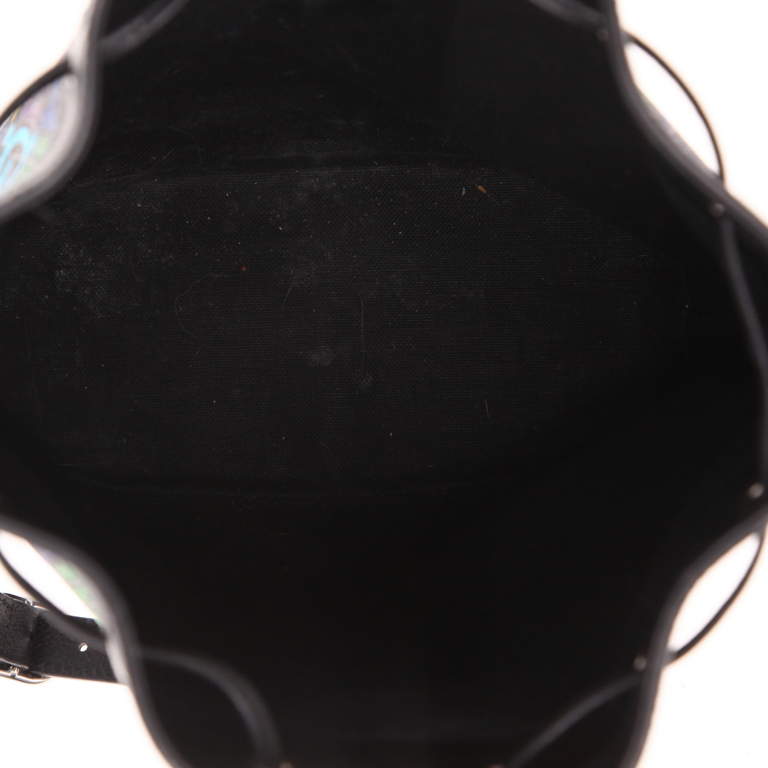 Sac bandoulière Gucci  Bucket en toile sûpreme GG multicolore et cuir noir - Detail D3