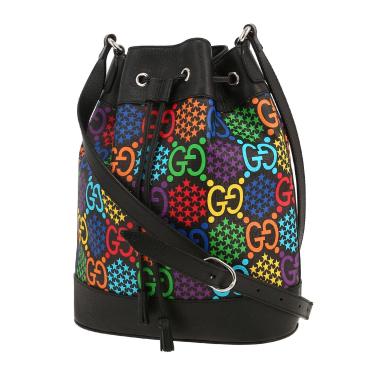 Gucci  Bucket shoulder bag  in multicolor "sûpreme GG" canvas  and black leather