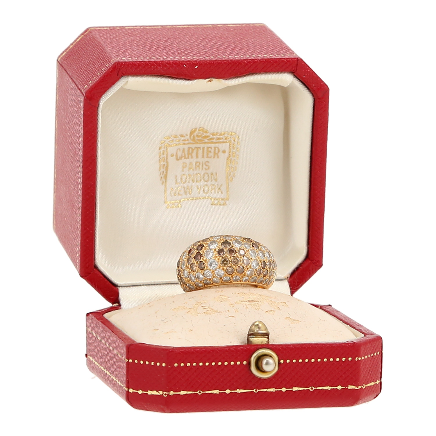 Sortija Cartier Sauvage de oro amarillo, diamantes blanco y diamantes marrón - Detail D2