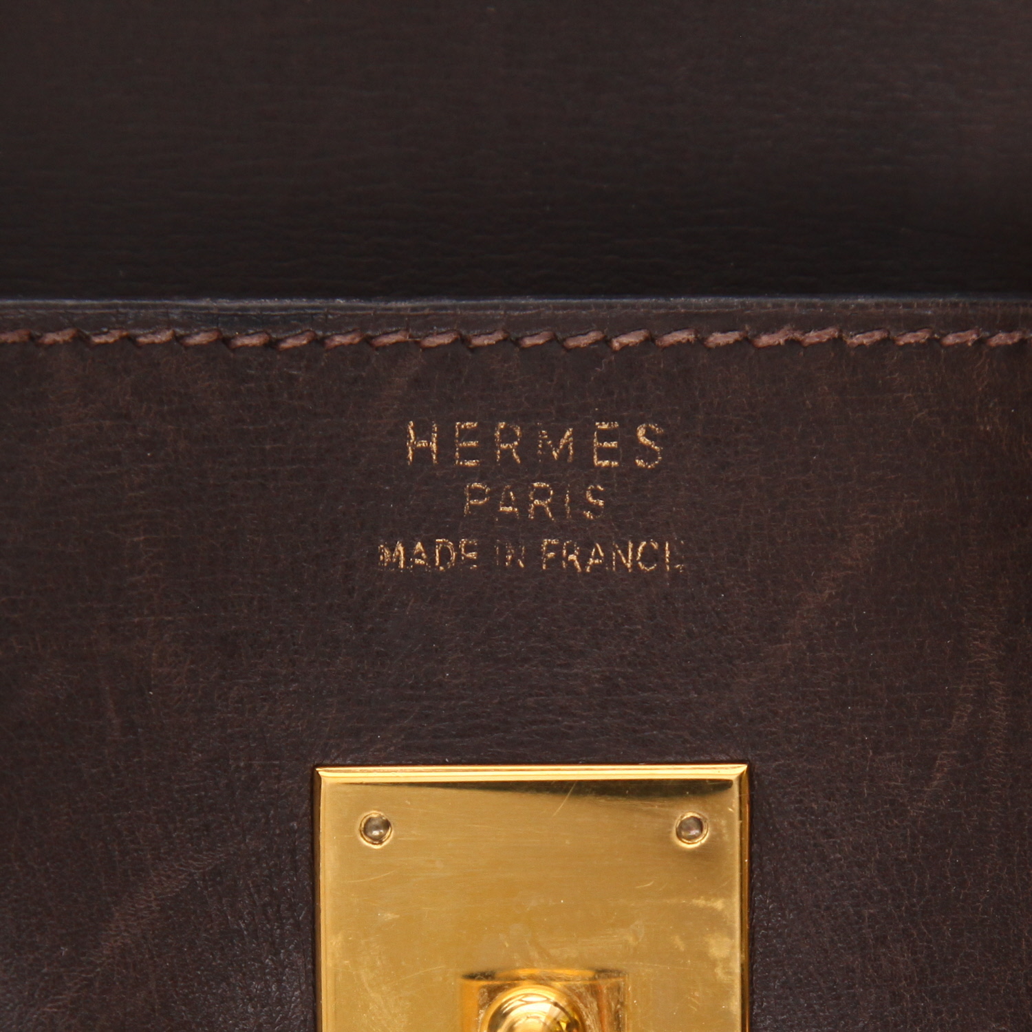 Bolso de mano Hermès  Birkin 35 cm en cuero box marrón - Detail D2